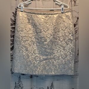 Ann Taylor Loft Elegant Cream and Gold Floral Skirt